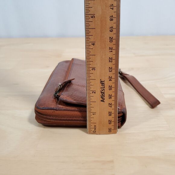 Duluth Trading Brown Leather Wristlet Clutch Women’s Zip Around Wallet Organizer - Picture 6 of 10
